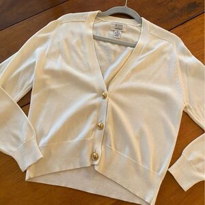 Vintage Cream Button-Up Cardigan Sweater Size Small